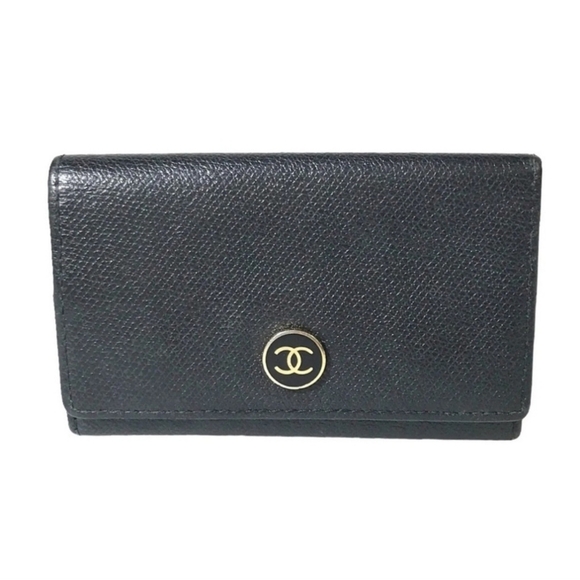Chanel Coco Button Black Caviar Leather Key Holder - Picture 1 of 5